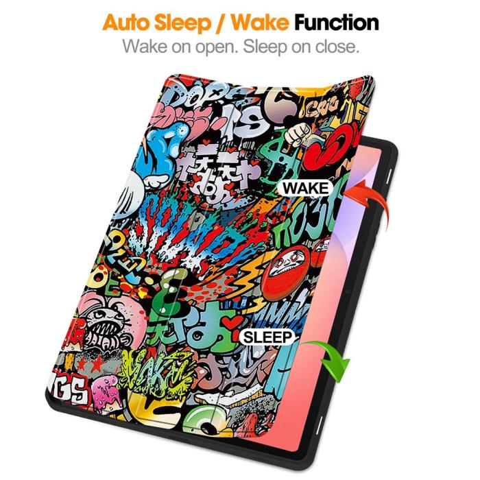 Bild 2, Samsung Galaxy Tab S10 Lite Fodral Tri-Fold Graffiti