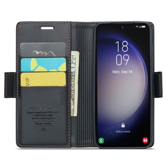 Bild 2, CASEME Galaxy S24 Fodral RFID Slim Läder Svart