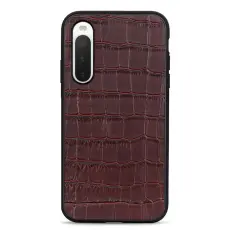 Sony Xperia 10 V Skal Krokodil Textur Äkta Läder Brun