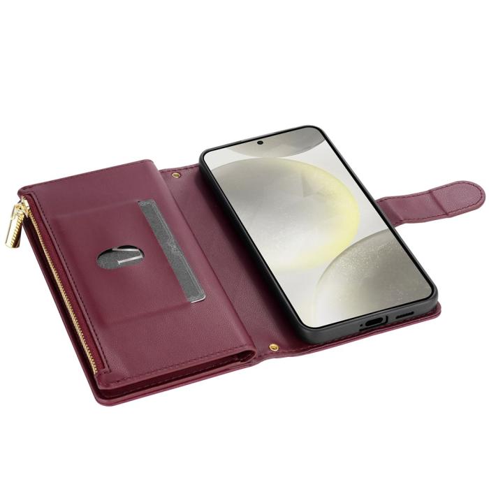 Bild 4, Samsung Galaxy S26 Ultra Fodral Rhombus Läder Vinröd