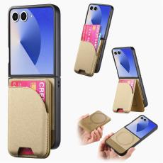 Galaxy Z Flip 7 Skal Inkl. Avtagbart Kortfack L&auml;der Khaki