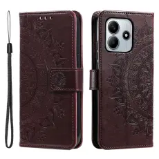 Xiaomi Redmi Note 14 5G Fodral Mandala L&auml;der Brun