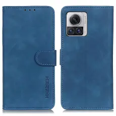 KHAZNEH Motorola Edge 30 Ultra 5G Fodral Retro L&auml;der Bl&aring;