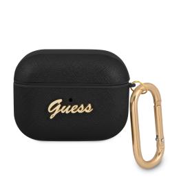 Guess AirPods Pro Skal Saffiano Metal Logo Karbinhake Svart