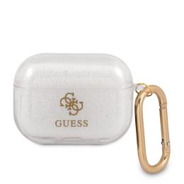 Guess AirPods Pro Skal 4G TPU Glitter Karbinhake Transparent