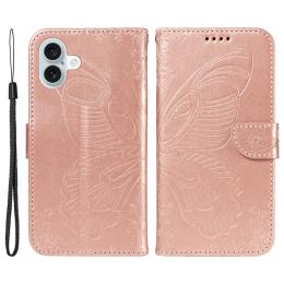 iPhone 16 Plus Fodral Med Fjäril Tryck Roséguld