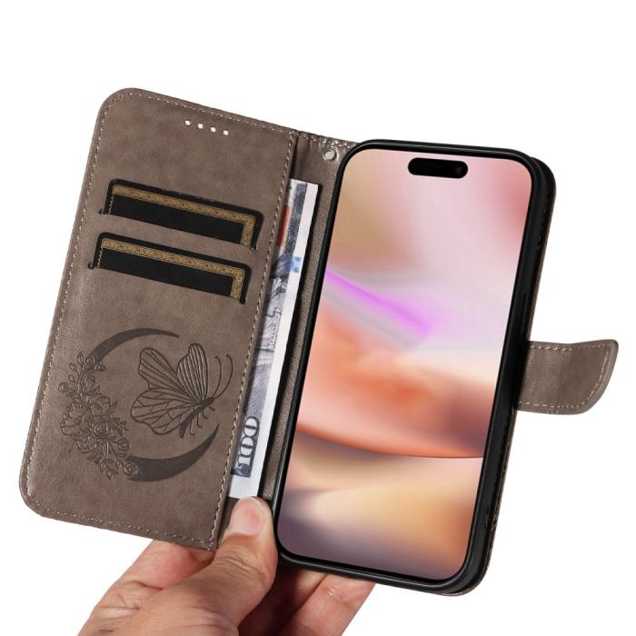 Bild 6, iPhone 16 Plus Fodral Med Fjäril Tryck Grå