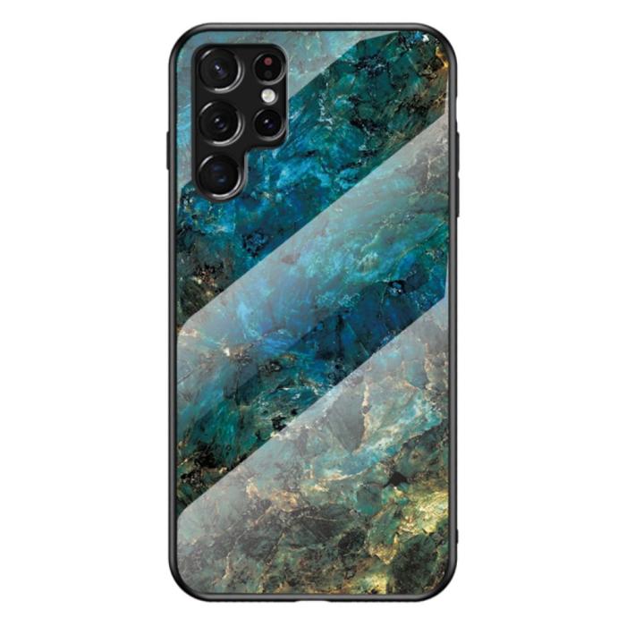 Bild 1, Samsung Galaxy S22 Ultra Skal Marmor Härdat Glas Smaragd
