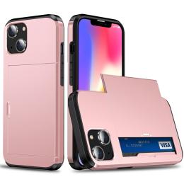 iPhone 15 Skal Hybrid Med Kortfack Roséguld