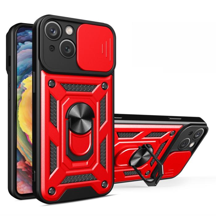 Bild 1, iPhone 15 Skal CamShield Ring Hybrid Röd