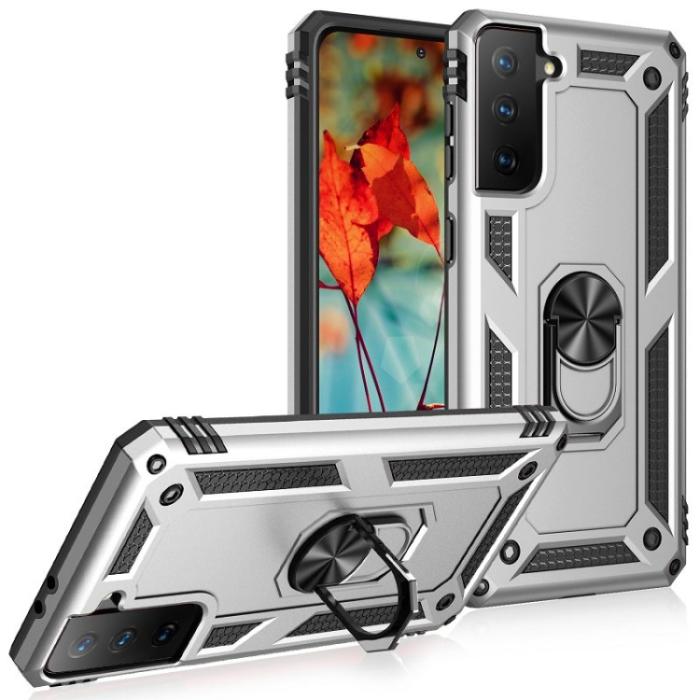 Bild 2, Samsung Galaxy S21 FE Skal Shockproof Hybrid Ring Silver