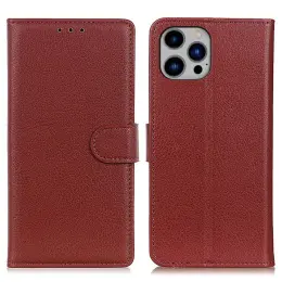 iPhone 16 Pro Fodral Litchi Läder Brun