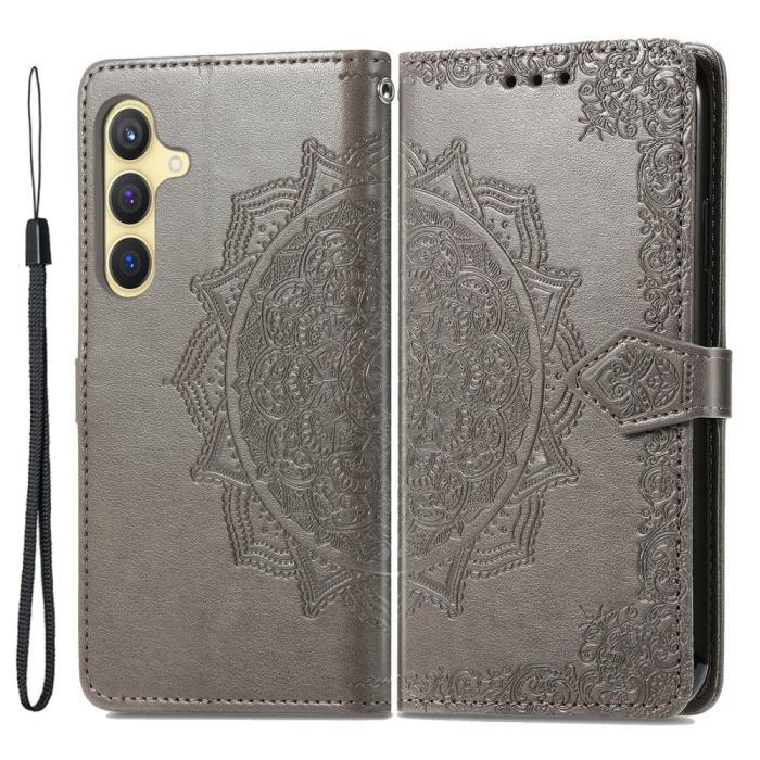 Bild 1, Samsung Galaxy S24 Fodral Mandala Tryck Grå