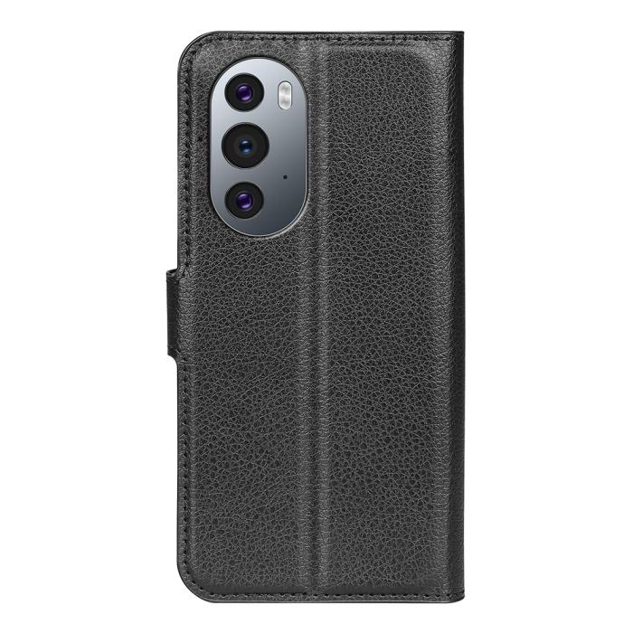 Bild 3, Motorola Edge 30 Pro Fodral Litchi Textur Svart