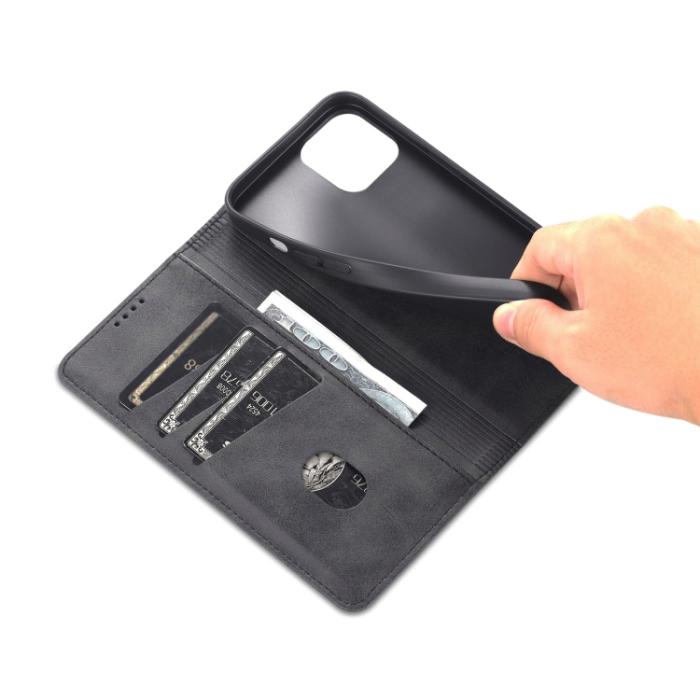Bild 6, AZNS iPhone 14 Fodral Flip Läder Svart