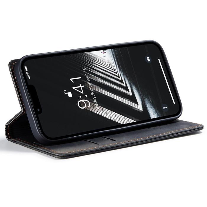 Bild 3, CASEME iPhone 15 Plus Fodral Flip Retro Läder Svart