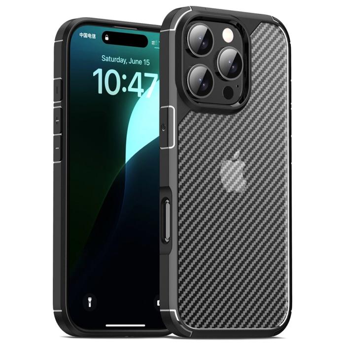Bild 1, iPhone 16 Pro Skal Kolfiber Textur Svart