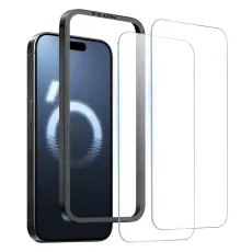 NORTHJO iPhone 16 Pro Sk&auml;rmskydd H&auml;rdat Glas 2-PACK inkl. Ram