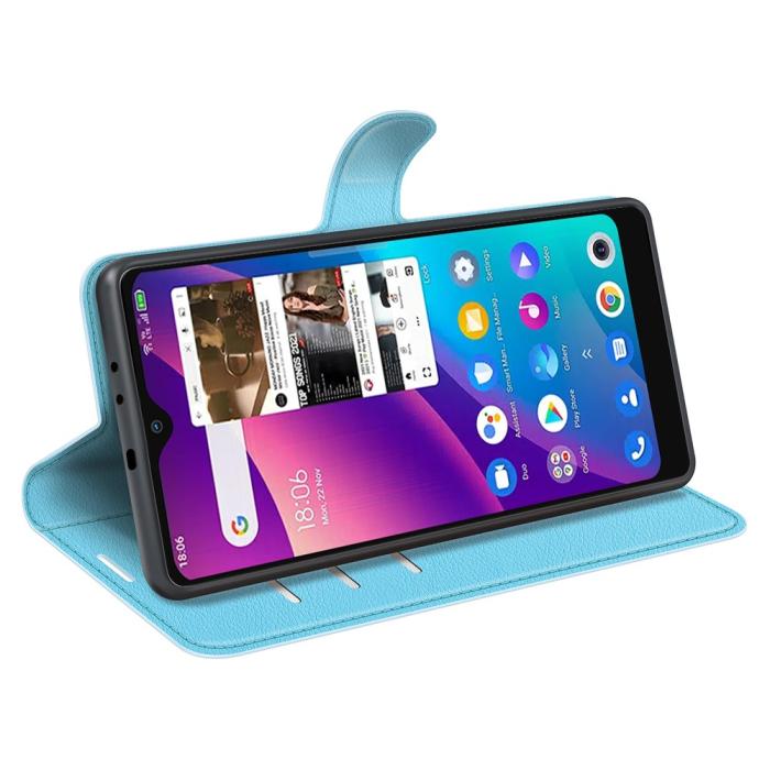 Bild 5, TCL 305 (2022) Fodral Litchi Läder Ljus Blå