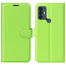 TCL 305 (2022) Fodral Litchi L&auml;der Gr&ouml;n