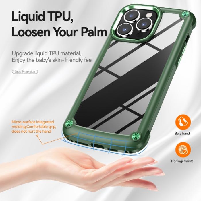 Bild 3, iPhone 15 Pro Skal Shockproof Armor Hybrid Grön