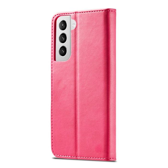 Bild 3, Samsung Galaxy S21 Plus - LC.IMEEKE Läder Fodral - Rosa/Röd