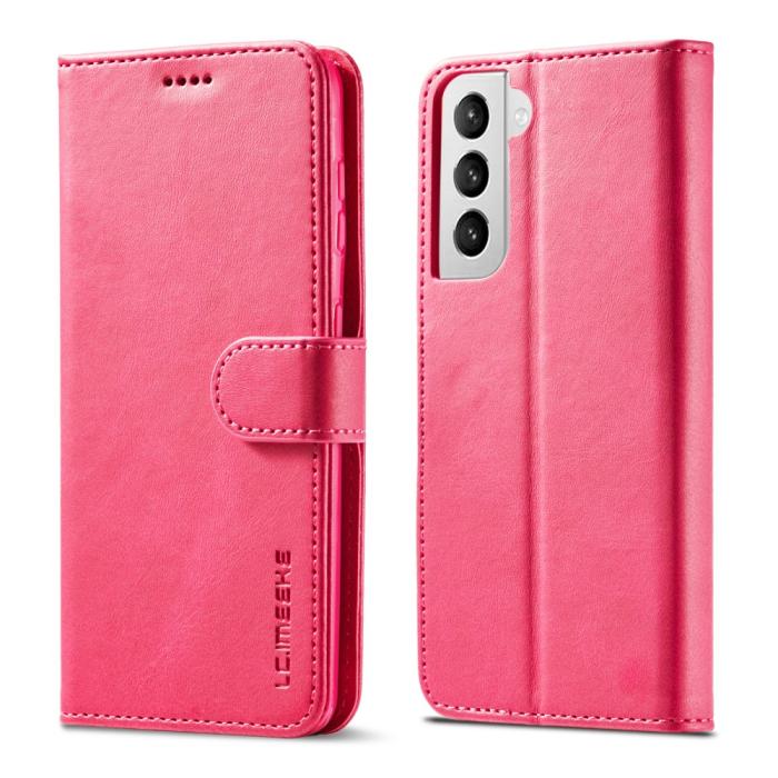 Bild 4, Samsung Galaxy S21 Plus - LC.IMEEKE Läder Fodral - Rosa/Röd