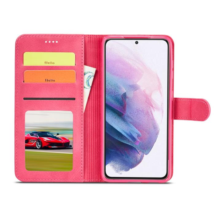 Bild 5, Samsung Galaxy S21 Plus - LC.IMEEKE Läder Fodral - Rosa/Röd
