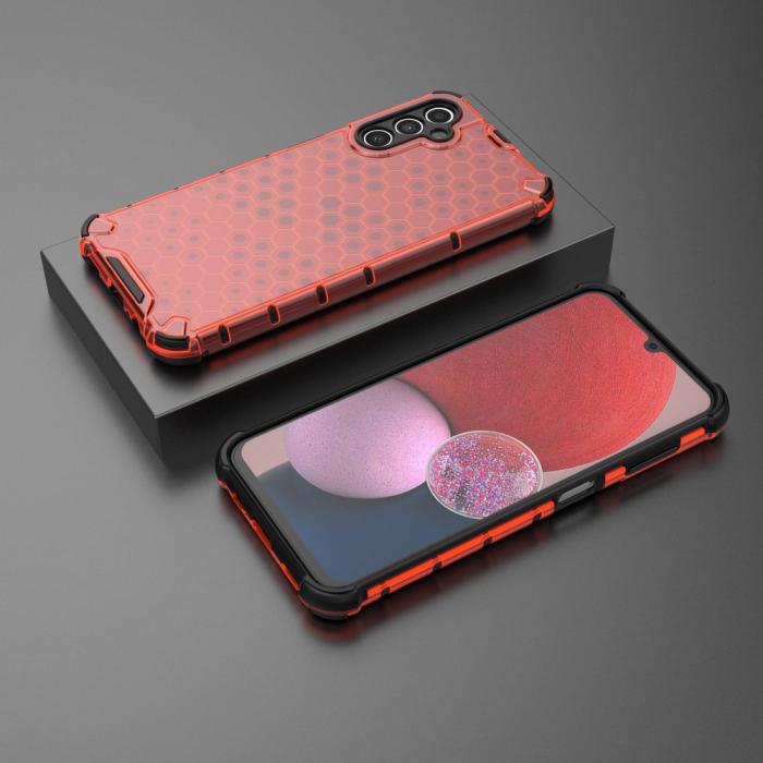 Bild 3, Galaxy A14 4G/5G Skal Shockproof Honeycomb Textur Röd