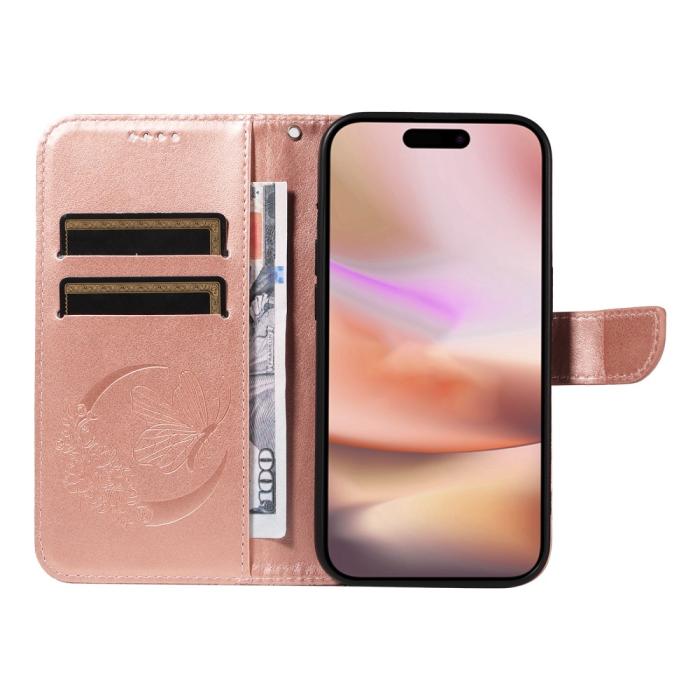 Bild 3, iPhone 16 Plus Fodral Med Fjäril Tryck Roséguld
