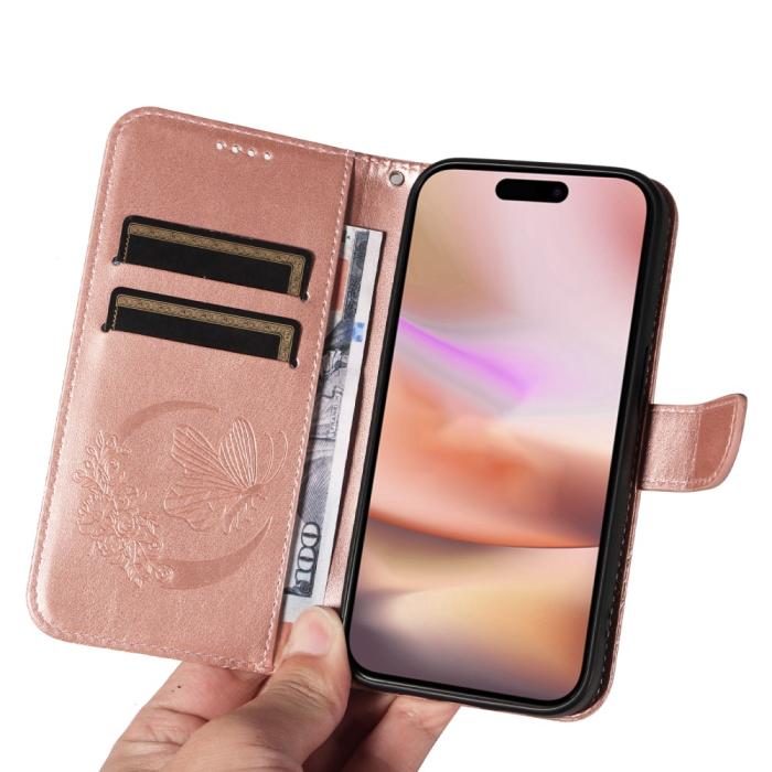 Bild 6, iPhone 16 Plus Fodral Med Fjäril Tryck Roséguld