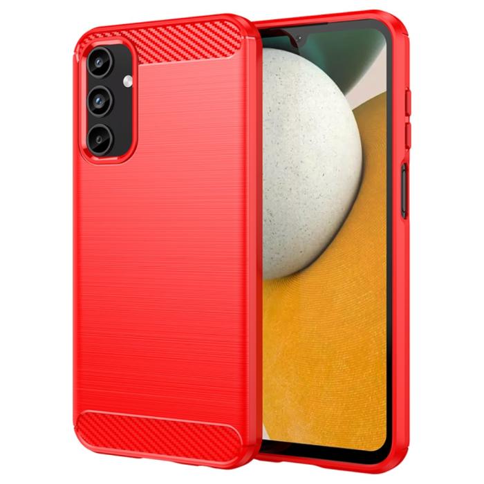 Bild 1, Samsung Galaxy A15 5G Skal Borstad Stål Textur Röd