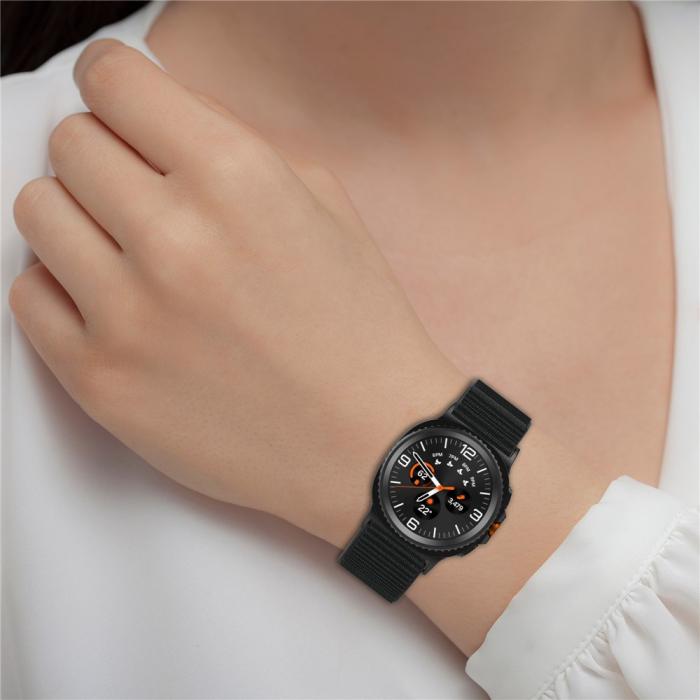 Bild 4, Galaxy Watch 8 46/44/40 mm Armband Nylon Loop Svart
