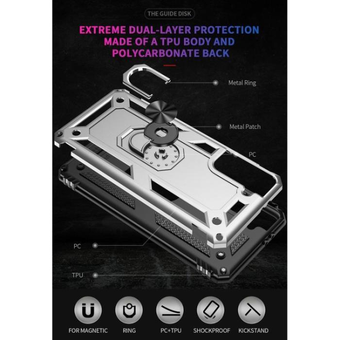 Bild 3, Samsung Galaxy S21 FE Skal Shockproof Hybrid Ring Silver