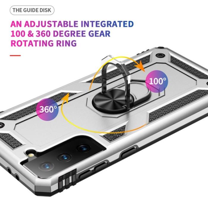 Bild 6, Samsung Galaxy S21 FE Skal Shockproof Hybrid Ring Silver