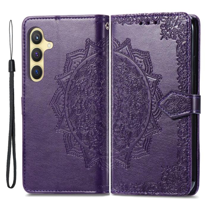Bild 1, Samsung Galaxy S24 Fodral Mandala Tryck Lila
