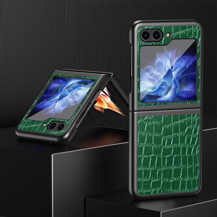 Bild 2, Galaxy Z Flip 6 / 7 FE Skal Krokodil Textur Läder Grön