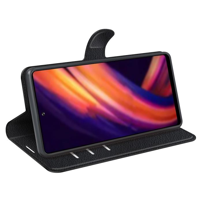 Bild 6, Motorola Edge 30 Pro Fodral Litchi Textur Svart