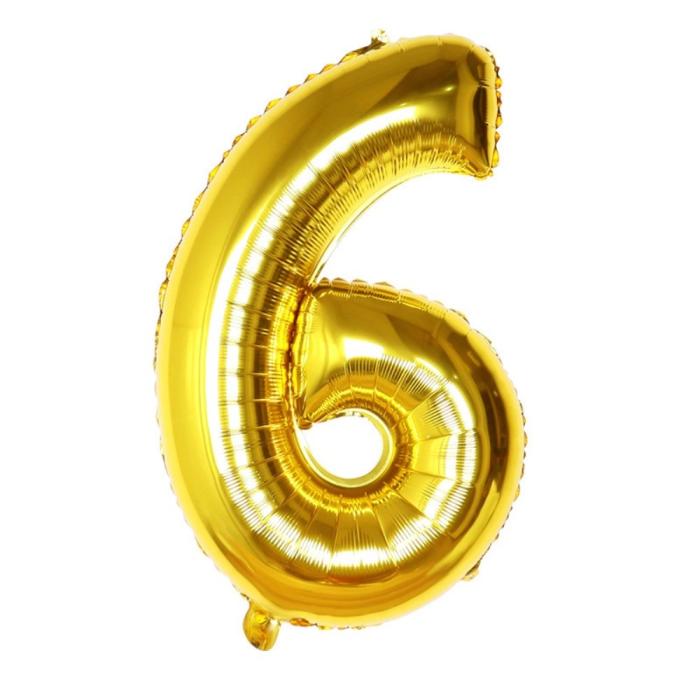 Bild 1, Sifferballong Nummer 6 70 cm Guld