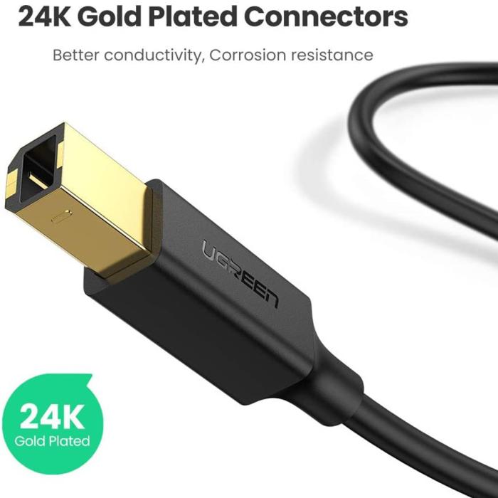 Bild 3, UGREEN 5m USB-A - USB-B 2.0 Kabel Svart