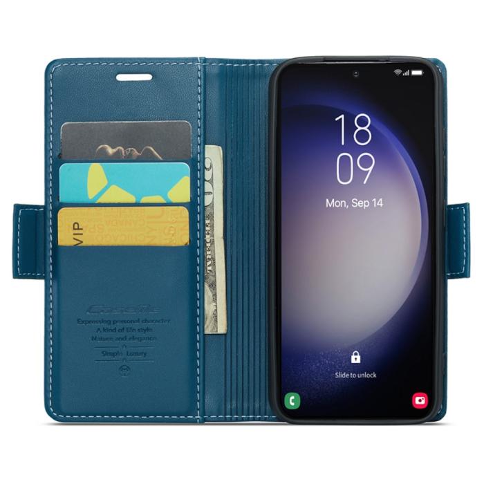 Bild 2, CASEME Galaxy S24 Fodral RFID Slim Läder Blå