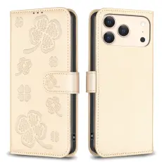 iPhone 17 Pro Max Fodral Med Blommigt Tryck Guld