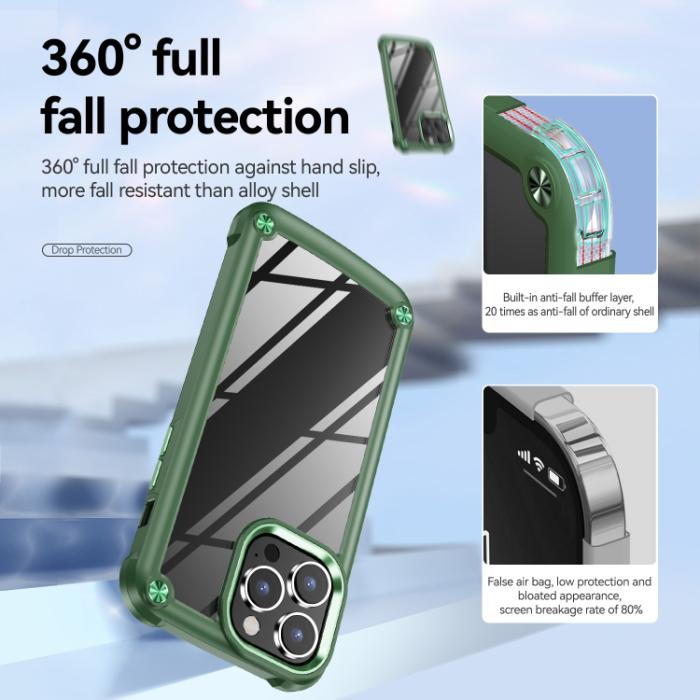 Bild 5, iPhone 15 Pro Skal Shockproof Armor Hybrid Grön
