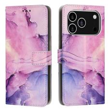 iPhone 17 Pro Fodral L&auml;der Marmor Lila