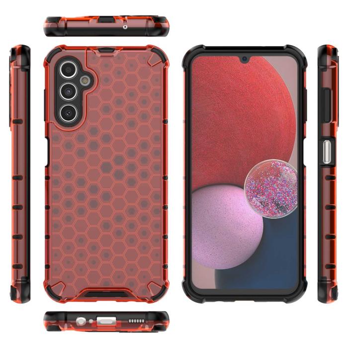 Bild 4, Galaxy A14 4G/5G Skal Shockproof Honeycomb Textur Röd
