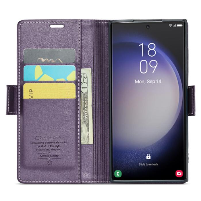 Bild 2, CASEME Galaxy S24 Ultra Fodral Slim Litchi Läder Lila