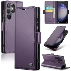 CASEME Galaxy S24 Ultra Fodral Slim Litchi Läder Lila