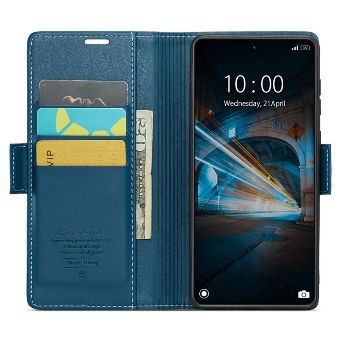 Bild 2, CASEME Xiaomi 14 Fodral RFID Litchi Läder Blå