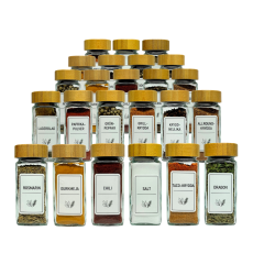 24-Pack Kryddburkar med Bambulock – Kryddset med Svenska etiketter