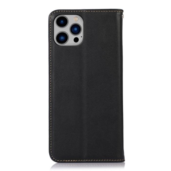 Bild 3, KHAZNEH iPhone 14 Plus Fodral Nappa Äkta Läder RFID Svart